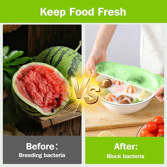 Mwellewm Plastic Bowl Covers Elastic Reusable Food Storage Stretch Saran Wrap Shower Caps Fresh Keeping Bags Bowl Covers for Bread Proofing Alternative to Foil for Family Outdoor Picnic 3 Size(120) - Image 7