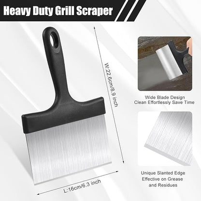 Grill Scraper, Griddle Scraper, Food Scraper with Handle for Blackstone Grill Accessories,Outdoor Barbecue Tools,Stainless Steel Scraper for Blackstone, Flat Top Grill Cleaning, Easy to Remove Stain - Image 2