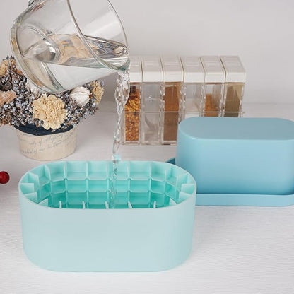 LUEXBOX Cylinder Ice Cube Mold Ice Trays, Silicone Ice Bucket, Portable Ice Cube Maker, Press-Type Easy-Release Ice Cup (Blue Large)