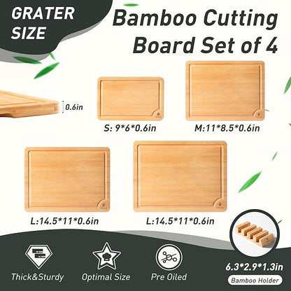 Bamboo Cutting Board Set Non Slip Feet with Holder Over Sink Adult Women Her Sister Aunt Wife Hustband Lady Bestie Soul Happy Christmas Xmas Birthday Gifts Cool Unique Aesthetic 30 40 60 70 Year Old - Image 2