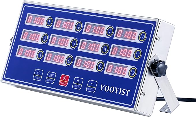 Precision Kitchen Timers for Cooking – 12 Channel Commercial Kitchen Timer Restaurant Kitchen Supplies – Stainless Steel Digital LED Chef Cooking Timer – Reminder Function, Loud Alarm, Blue - Image 2