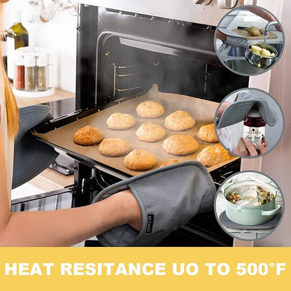 2-Pack Silicone Pot Holders for Kitchen Heat Resistant up to 500°F, Non-Slip Large Hot Pads with Pocket, Quilted Liner Trivets for Countertops Hot Pots and Pans (Yellow) - Image 2