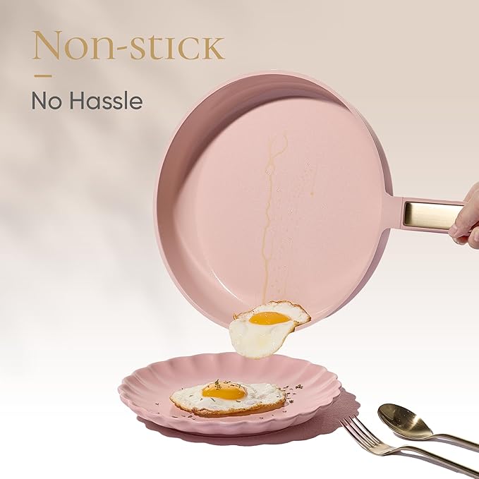 CAROTE Ceramic Cookware Set Nonstick, 14pcs Pots and Pans Set Nonstick, Non-Toxic & PFAS-Free, Dishwasher, RV/Camping Cookware Set, Cooking Pots with Lids, Pink Blush - Image 7