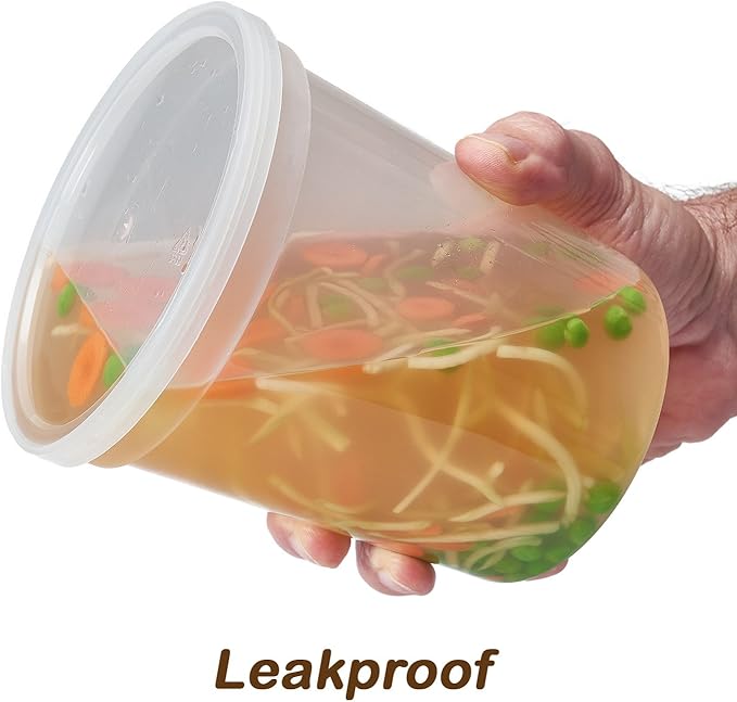 DuraHome - Deli food Storage Containers with Lids 32 oz, Quart Pack of 24 Leak-proof Freezer Safe Microwaveable Soup Storage Container - Clear Plastic Premium Quality - Image 3
