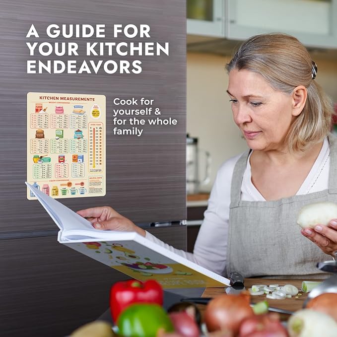 Kitchen Conversion Chart Magnet for Easier Cooking & Kitchen Baking - Kitchen Gadget Baking Gifts - Metric Conversion Chart for Cooking - Cute Kitchen Accessories - Kitchen Needs Baking Accessories - Image 6
