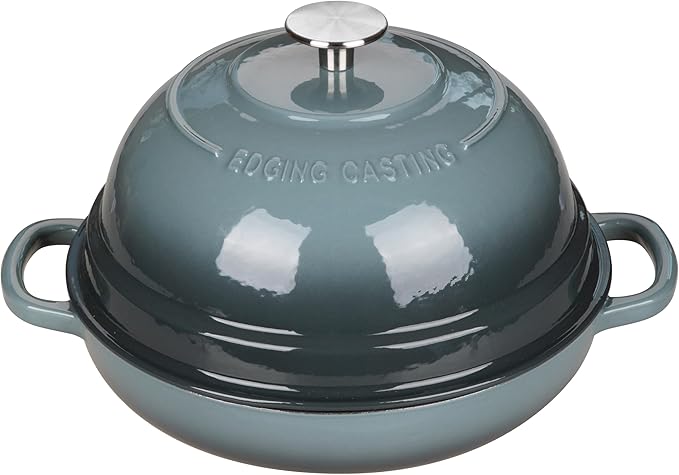 EDGING CASTING Enameled Cast Iron Dutch Oven Pot with Lid, Round Bread Oven for Homemade Sourdough Bread Baking, 6 Quart, Slateblue - Image 2
