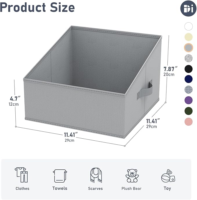 DIMJ Closet Storage Bins 12 Pack - Fabric Storage Baskets for Shelves, Collapsible Clothes Organizer with Handles, Trapezoid Shelf Organization Storage Cubes for Purse, Toys, Books, Towel, Clothes - Image 6