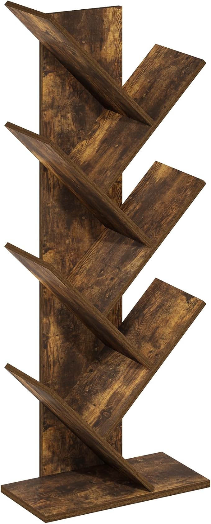 Furinno Tree Book Shelf, 7-Tier Bookshelf with Angled Open Shelf, Tree Bookcase for Room Decor, 8.4 x 15.7 x 39.4, for Organization and Storage, for Living Room, Bedroom, Home Office, Amber Pine - Image 4