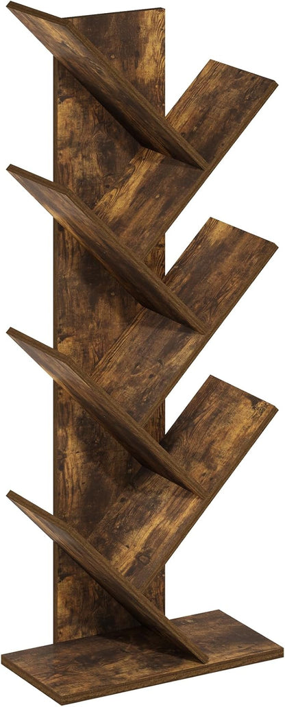 Furinno Tree Book Shelf, 7-Tier Bookshelf with Angled Open Shelf, Tree Bookcase for Room Decor, 8.4 x 15.7 x 39.4, for Organization and Storage, for Living Room, Bedroom, Home Office, Amber Pine - Image 4