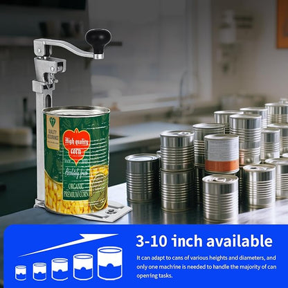 Commercial Can Opener Heavy Duty, 16" Stainless Steel Manual Table Can Opener for #10 Cans up to 10" Tall, Industrial Kitchen Tool with Cast Steel Base & Stainless Steel Blade