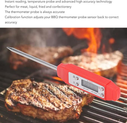 Digital Food Thermometer, Digital Food Thermometer Automatic Calibration Pen High Accuracy Electronic Pocket Thermometer Yellow for Home Use, Multifunctional Accessory (Red) - Image 3