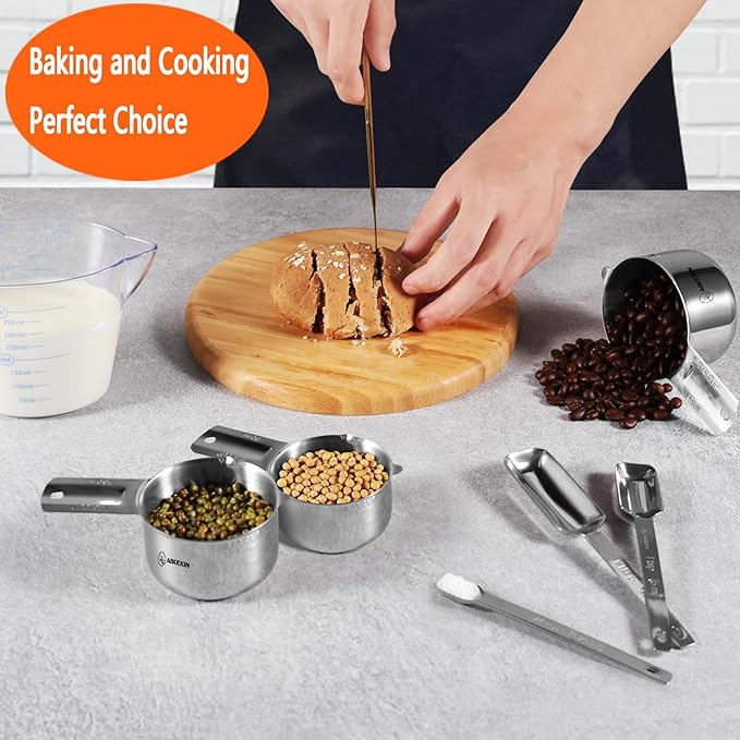 Measuring Cups and Spoons Set of 20 - Stackable Stainless Steel Measuring Cups Spoons & Plastic Measuring Cup for Dry and Liquid Ingredients, Cooking & Baking Kitchen Gadgets - Image 2
