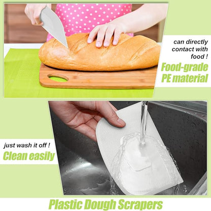 Queekay 4 Pcs Plastic Dough Scraper Flexible Dough Cutter Bench Scraper for Baking Spatula Kitchen Multipurpose Food Tools for Bread Cake