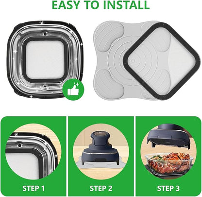 2Pcs Silicone Heat Resistant Mat & Splatter Shield, Foldable Silicone Mat and Splatter Shield for Ninja Crispi Air Fryer Accessories (Beige)