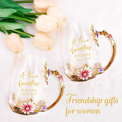 OEAGO Friendship Gifts for Women Best Tea Cup Friend Gifts for Women Flower Coffee Mug Christmas Birthday Gifts for Female Coworker - Image 5