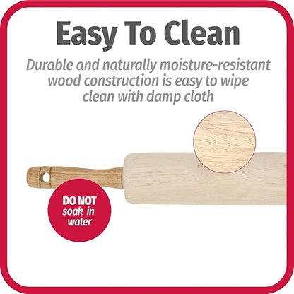 GoodCook Classic Wooden Rolling Pin with Easy Roll Bearings - Image 6