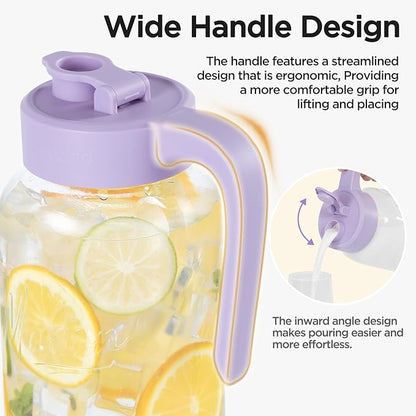 Mason Jar Pitcher - Airtight & Leakproof Glass Pitcher with Lid, Perfect for Breastmilk, Cold Brew, and Sun Tea, 2 Quart (64 oz) Mason Jar with Pour Spout Lid - Image 2
