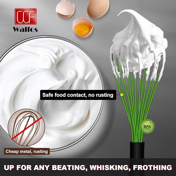 Walfos Silicone Whisk, Rubber Whisks for Cooking, Baking (11,9,8.5 inch) - Heat Resistant Kitchen Whisks for Non-stick Cookware, Balloon Egg Beater Perfect for Blending, Whisking, Beating, Frothing - Image 3