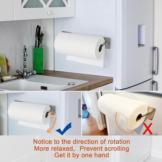 Magnetic Paper Towel Holders Heavy Duty Steel Brushed Holder with Strong Magnetic Backing - Fit for Large Paper Towels or Use as Hook - for Kitchen,Refrigerator,Grill,Garage,Shop - Image 3