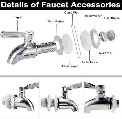 Lulonpon 1 Pieces Dispenser Faucets, Stainless Steel Spigot for Beverage Dispensers, Juice Dispenser Spigot, Water Dispensers Replacement Stainless Steel Barrel Faucet for Glass Jar, Party, Camping - Image 2