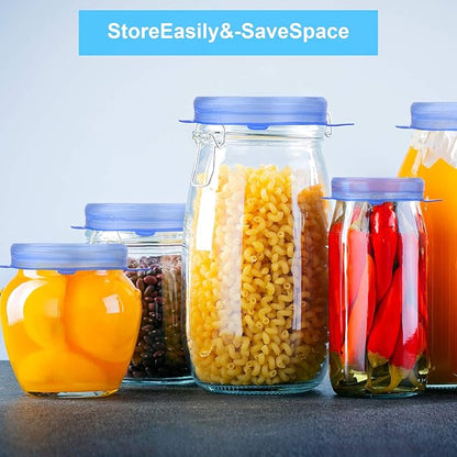 YXYL 14 PCS Reusable Silicone Stretch and Seal Lids for Food Storage, Flexible Round Silicone Bowl Covers, 7 Different Sizes - Keep Food Fresh