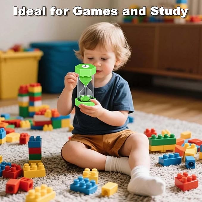 Hourglass 3 Minute Sand Timer, Green Plastic Sand Clock 3 Min, Colorful Hour Glass Sandglass for Classroom Gmaes Home Office Decor (Green)