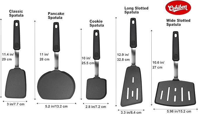Silicone Spatula Set, Spatulas Silicone Heat Resistant Mixed 5 Piece Kitchen Cooking Utensils Set for Nonstick Cookware - Flexible Stainless Steel Core with Full Silicone, Dishwasher Safe