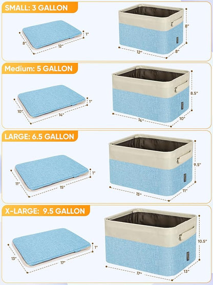 BALEINE 1 Pack Fabric Closet Storage Bins for Shelves, Linen Closet Organizers and Storage, Decorative Baskets for Organizing, Shelf, Clothes, Home, Office (Skyblue, 14''x10''x8.5'')