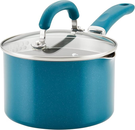 Rachael Ray Create Delicious Nonstick Induction Saucepan with Straining Lid, 2 Quart, Teal Shimmer by RachaelRayKitchenware