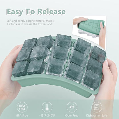 Silicone Ice Cube Tray 3 Pack, HANCELANT Ice Cube Mold, Ice Trays for Freezer with Lid for Whiskey, Baby Food, BPA Free, Easy Release - Image 4