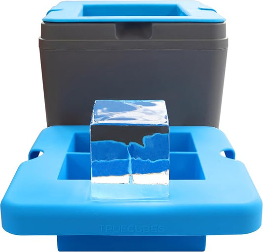True Cubes Crystal Clear Ice Cube Maker, 4 Large 2"x2"x2" Ice Cubes for Cocktails and Drinks, Silicone Mold for Pure, Bartender-Quality Ice - Great for Hosting and Entertaining, Whiskey Gifts for Men