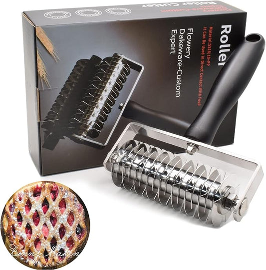 Pastry Lattice Roller Cutter - EVNSIX Stainless Steel Professional Dough Lattice Top Pie Pizza Bread Pastry Crust Lattice Roller Cutter