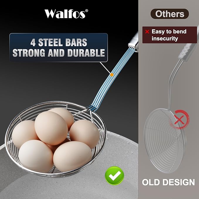 Walfos Spider Strainer - 5.5 Inch Stainless Steel Fryer Scoop, Kitchen Spider Skimmer Strainer With Handle, For Cooking Deep Fryer, Pasta, Spaghetti, Noodle, Vegetables, Egg - Image 2