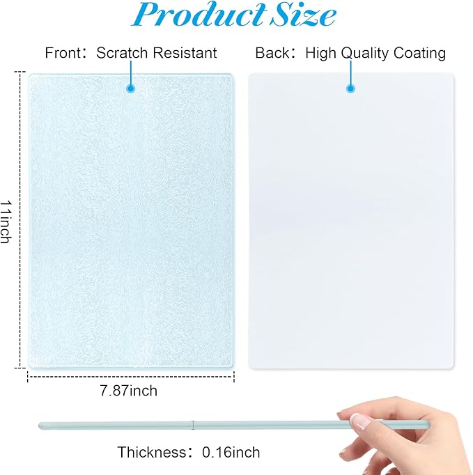10 Pcs Sublimation Cutting Board Blanks, Textured Tempered Glass Cutting Boards For Kitchen, Anti Slip Chopping Board For Countertop Heat Press Machine Personalized Home Decoration