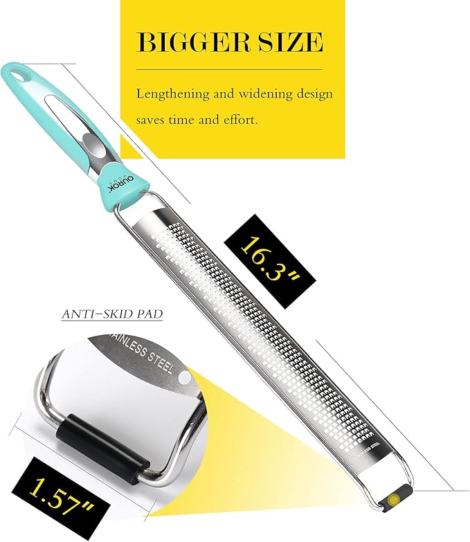 Ourokhome Kitchen Lemon Zester, Stainless Steel Hand Held Parmesan Cheese Grater for Ginger, Chocolate, Coconut, Lime, Nutmeg, Citrus, Fruit, Vegetable with Cleaning Brush, Dishwasher safe, Blue - Image 5