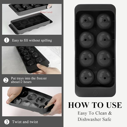 Round Ice Cube Mold,1.8 INCH x 8,Ice Ball Maker Mold | Round Ice Cube Trays for Freezer,Whiskey Ice Cubes Mold,Circle Ice Cube Tray with Lid,Ice Trays-Ice molds for Whiskey,Cocktails