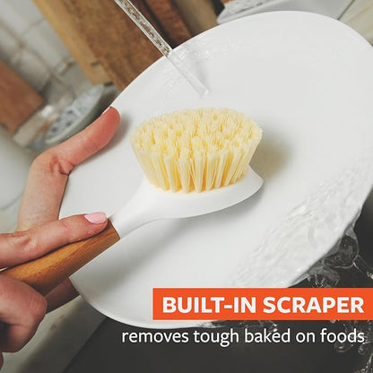 Full Circle Be Good - Bamboo Handle Dish Brush – Sustainable Kitchen Cleaning with Tough Bristles - Natural Dish Scrubber, Nonstick & Cast Iron Cleaner - Long Handle Brush for Dishes, Pots, and Pans - Image 4