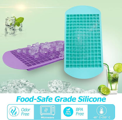 Silicone Mini Ice Cube Trays 2 Pack, 160 Small Ice Cube Molds Easy Release Crushed Ice Cube for Chilling Whiskey Cocktail, BPA Free Flexible Stackable and Durable Soft Mold Storage Containers - Image 2