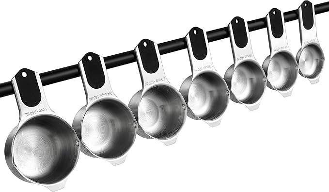 Spring Chef Magnetic Stainless Steel Measuring Cups, Patented, Kitchen Tools with Easy to Read Markings for Measuring Dry or Liquid Ingredients, Set of 7, Black - Image 8