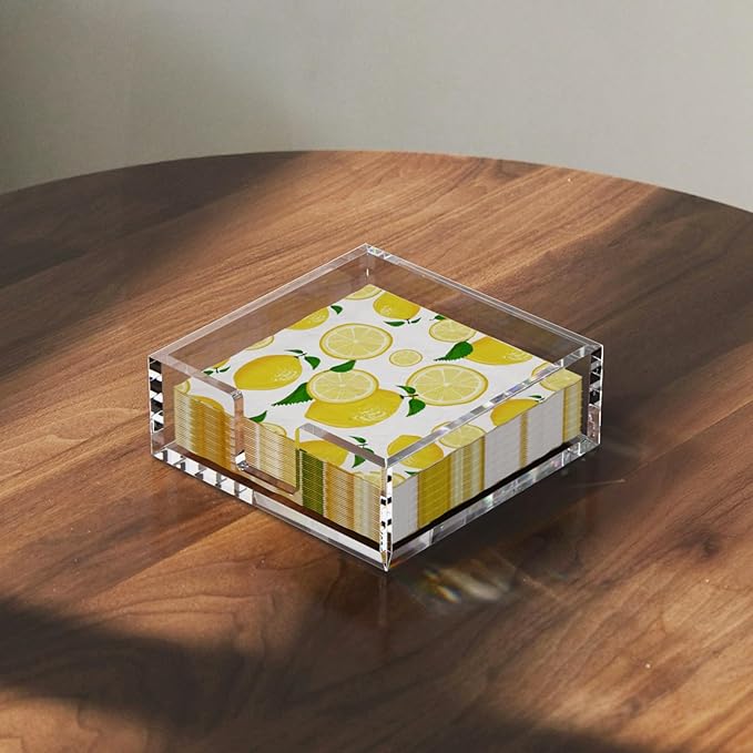 HIIMIEI Acrylic Napkin Holder for Table: Square Luncheon Napkin Tray, Flat Decorative Guest Towel Holder for Bathroom, Kitchen, Bar, Dinner, Party, 7.6 x 7.6 inches（Clear) - Image 8