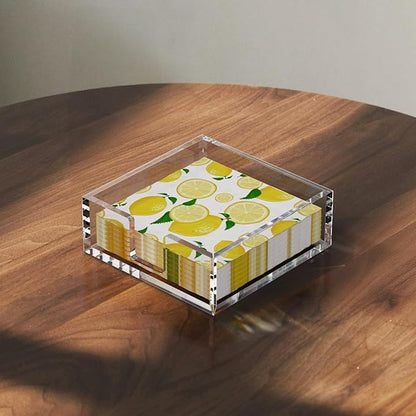HIIMIEI Acrylic Napkin Holder for Table: Square Luncheon Napkin Tray, Flat Decorative Guest Towel Holder for Bathroom, Kitchen, Bar, Dinner, Party, 7.6 x 7.6 inches（Clear) - Image 8