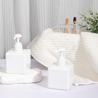 Pump Bottle, Refillable Plastic Empty Lotion Soap Dispenser Liquid Container for Bathroom Shampoo and Body Wash, 8.4oz/250ml White 2 Pack