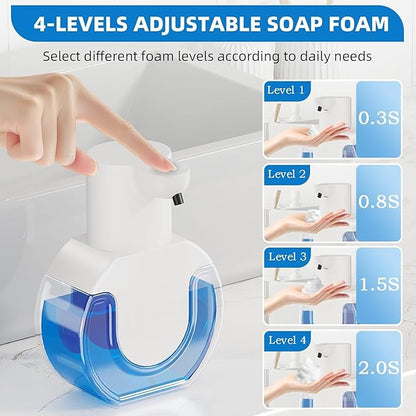 2Pack Automatic Soap Dispenser Touchless, Rechargeable Foaming Soap Dispenser,15oz/420ml Smart Hand Soap Dispensers,4-Level Adjustable,Wall Mount for Bathroom Kitchen Dish Soap(White, Foam) - Image 4