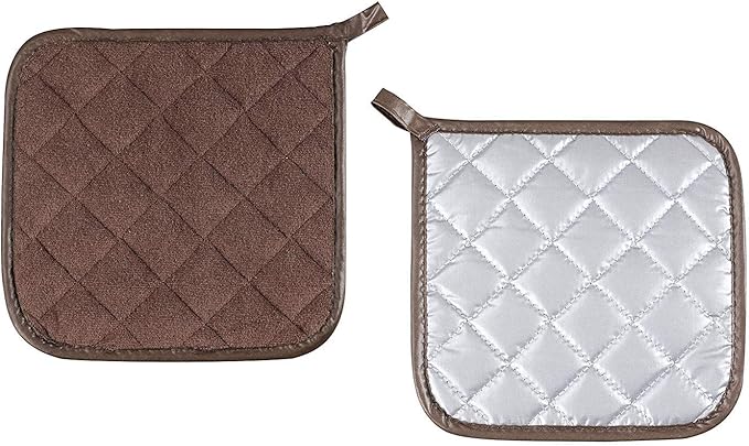 Joyhalo 4 Pack Pot Holders for Kitchen,Cotton Oven Holder with Great Heat Resistance,Non Slip Hot Pads for Kitchen Clearance,Brown - Image 2