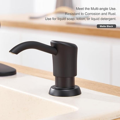 GAGALIFE Built in Sink Soap Dispenser or Lotion Dispenser for Kitchen Sink, Matte Black ABS Pump Head, with 17 Ounce PET Large Soap Bottle - Image 5