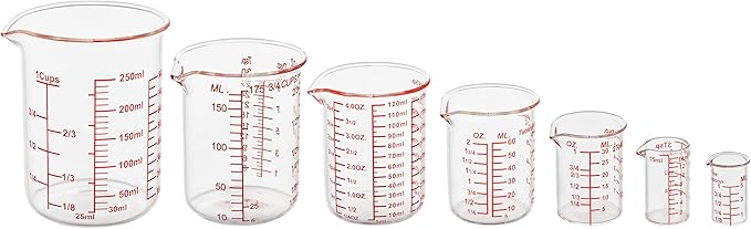 Ackers 7-Piece Glass Measuring Cup Set, Borosilicate Beaker Style Nesting Liquid Measuring Cups - Image 9