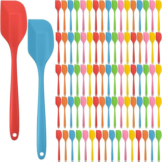 Irenare 84 Pcs Mini Silicone Spatulas Bulk 8.3 Inch Heat Resistant Scrapers Rubber Spatulas Seamless Design Non Stick Flexible for Kitchen Use Cooking Baking Mixing by Irenare