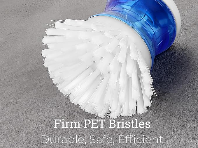 Dish Brush with Soap Dispenser, Firm Bristles Dish Scrubber for Pots, Pans & Sink Cleaning, 2 Pack - Image 2