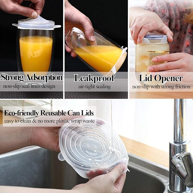 Silicone Can Lids (10-Pack of 2.6 inch), Reusable Silicone Stretch Lids for Pet Food Cans, Leakproof BPA-free Seal Can Covers for Soda/Beer Cans, Mugs, Cups, Canned Pet Foods