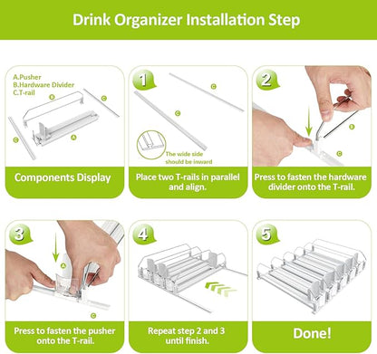 Drink Organizer for Fridge,Self Pushing Fridge Drink Organizer,Automatic Drink Dispenser for Fridge-Holds up to 25 Cans - Image 7